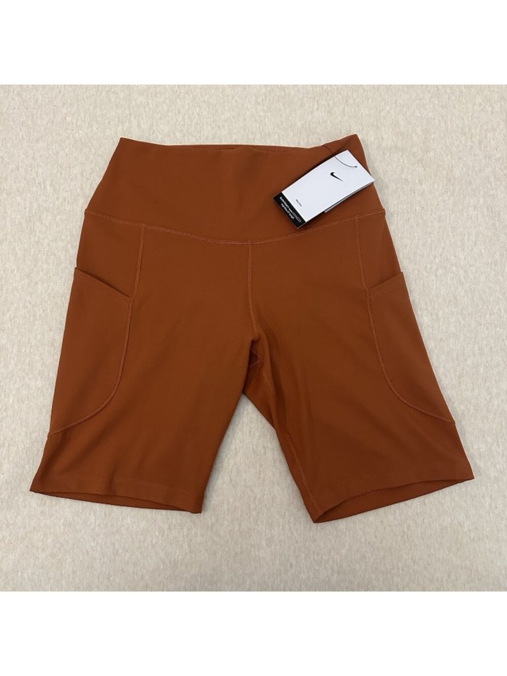 Nike One Dri-Fit Biker Shorts Women's Size M Orange Mid Rise FZ6758-825 NWT